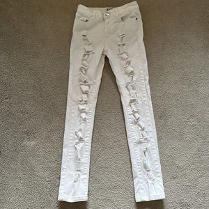 Sabo Skirt White Straight Leg Ripped Jeans - Australian Size 8